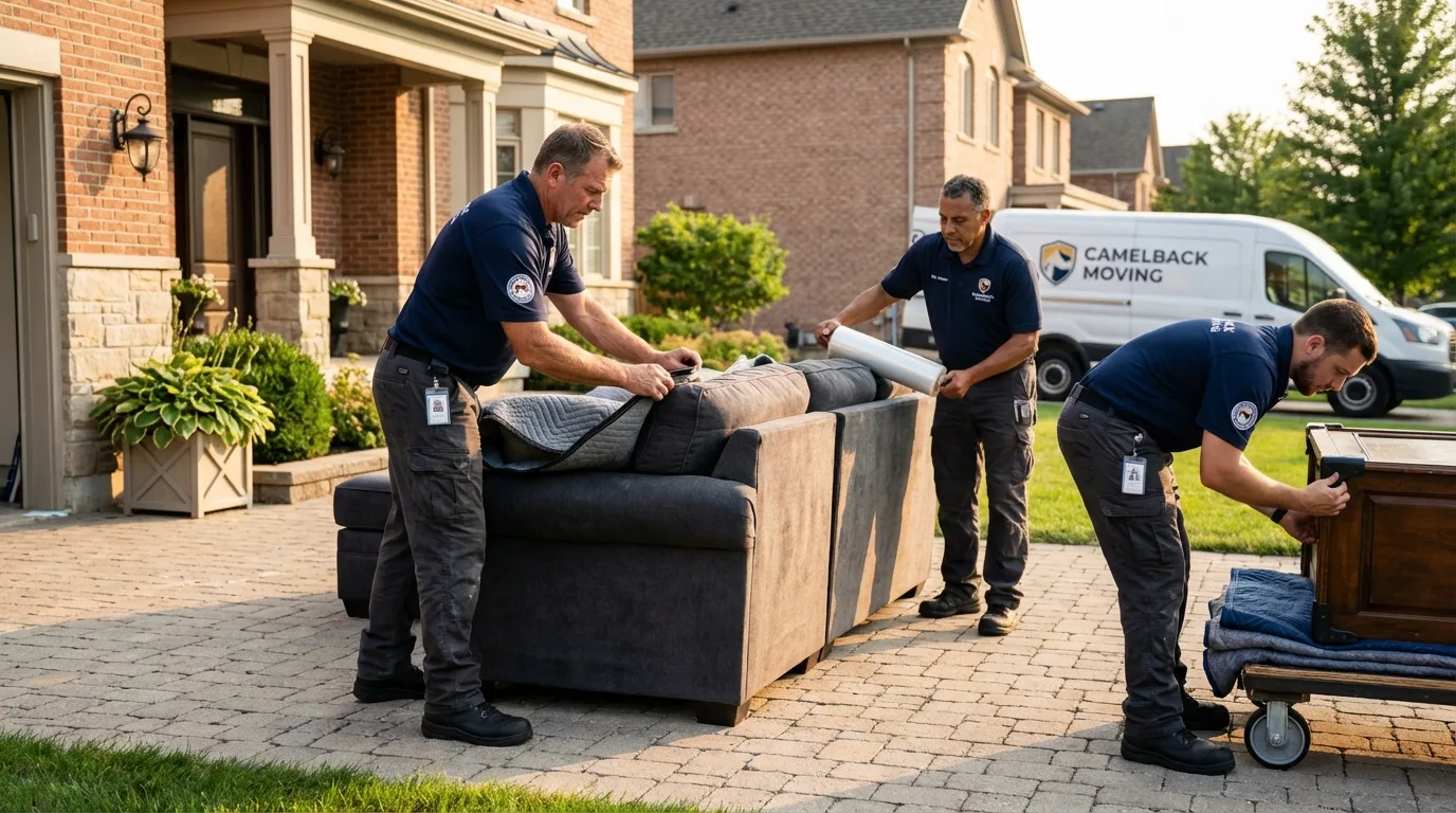 Large estate moving crew wrapping furniture in Carl Junction, MO
